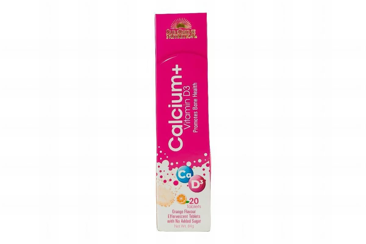 Sunshine Nutrition Calcium and Vitamin D3 Effervescent Tablets 20Tablets
