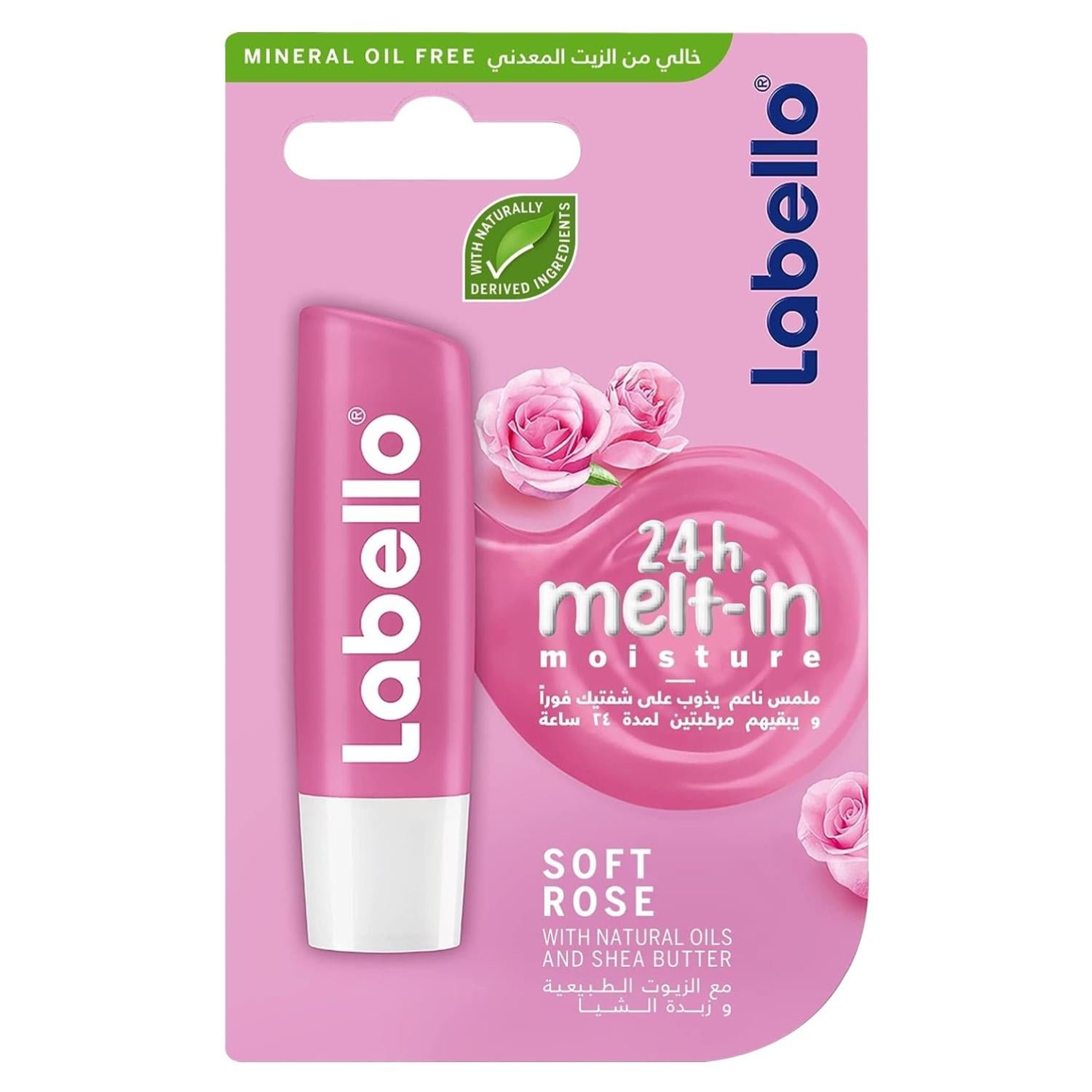 Labello Lip Balm Moisturizing Lip Care Soft Rose 4.8 g