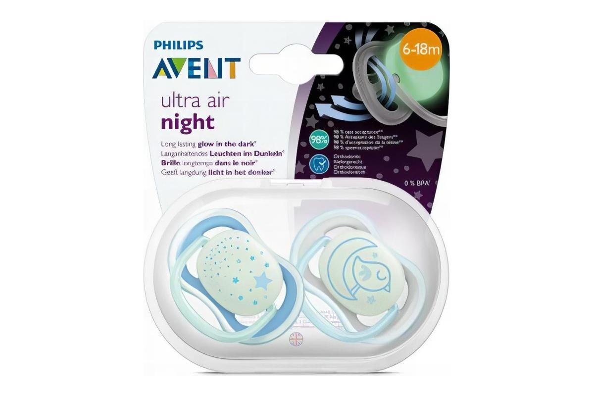 Philips Avent Ultra Air Night Time Boy Them Pacifier, 6-18m