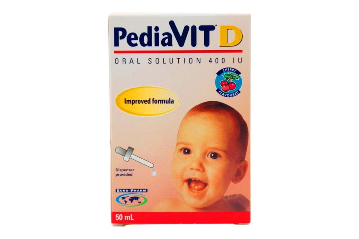 Pediavit 400 IU Vitamin D Liquid Supplement Cherry Flavor For Babies - Paraben Free, Sugar Free, Alcohol Free 50Ml
