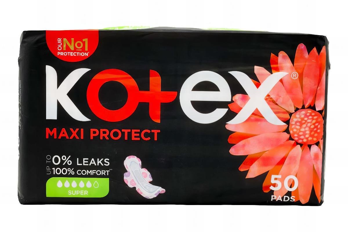 Kotex Maxi Thick Super Pads with Wings, 50 Pieces