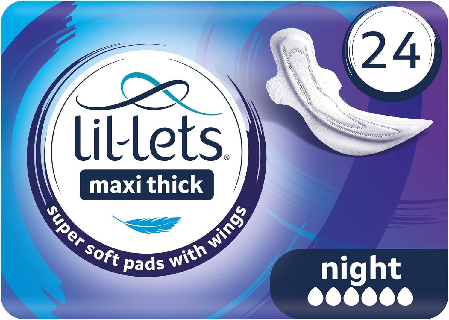 Lil-Lets Night Maxi Thick Pad With Wings Pack, 24 pieces