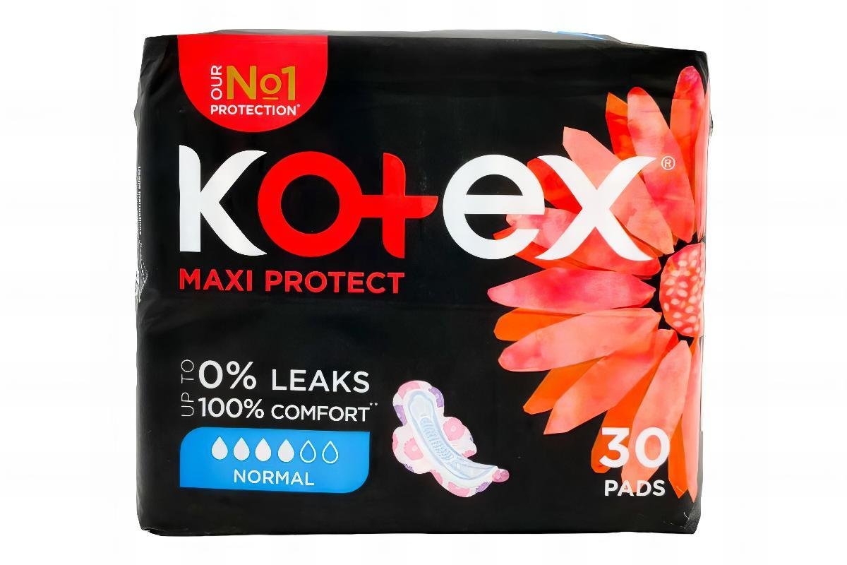 Kotex Maxi Protect Normal with Wings Pads, 30 Count