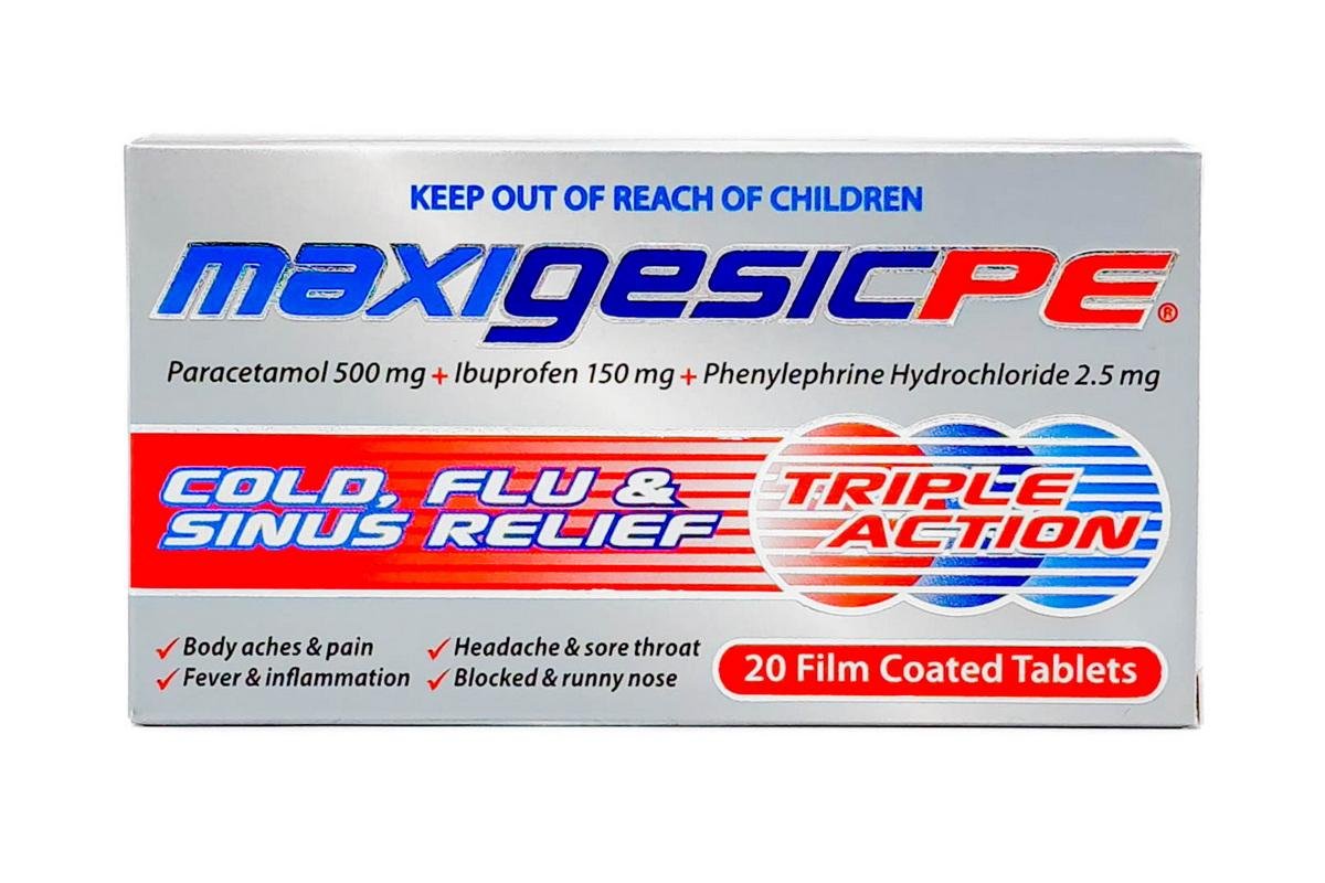 Maxigesic Pe Cold, Flu And Sinus Relief Triple Action 20 Tablets