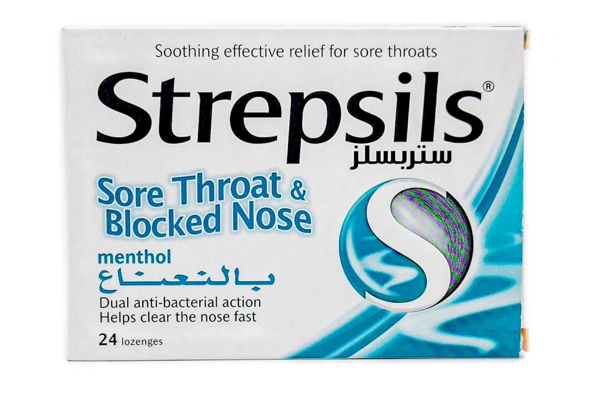 Strepsils Menthol Sore Throat And Blocked Nose Relief Lozenges, 24