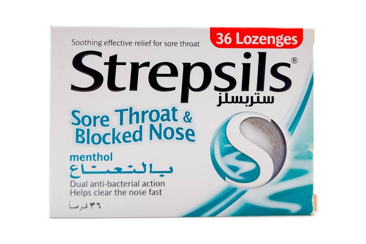 Strepsils Sore Throat And Blocked Nose Menthol Relief Lozenges, 36