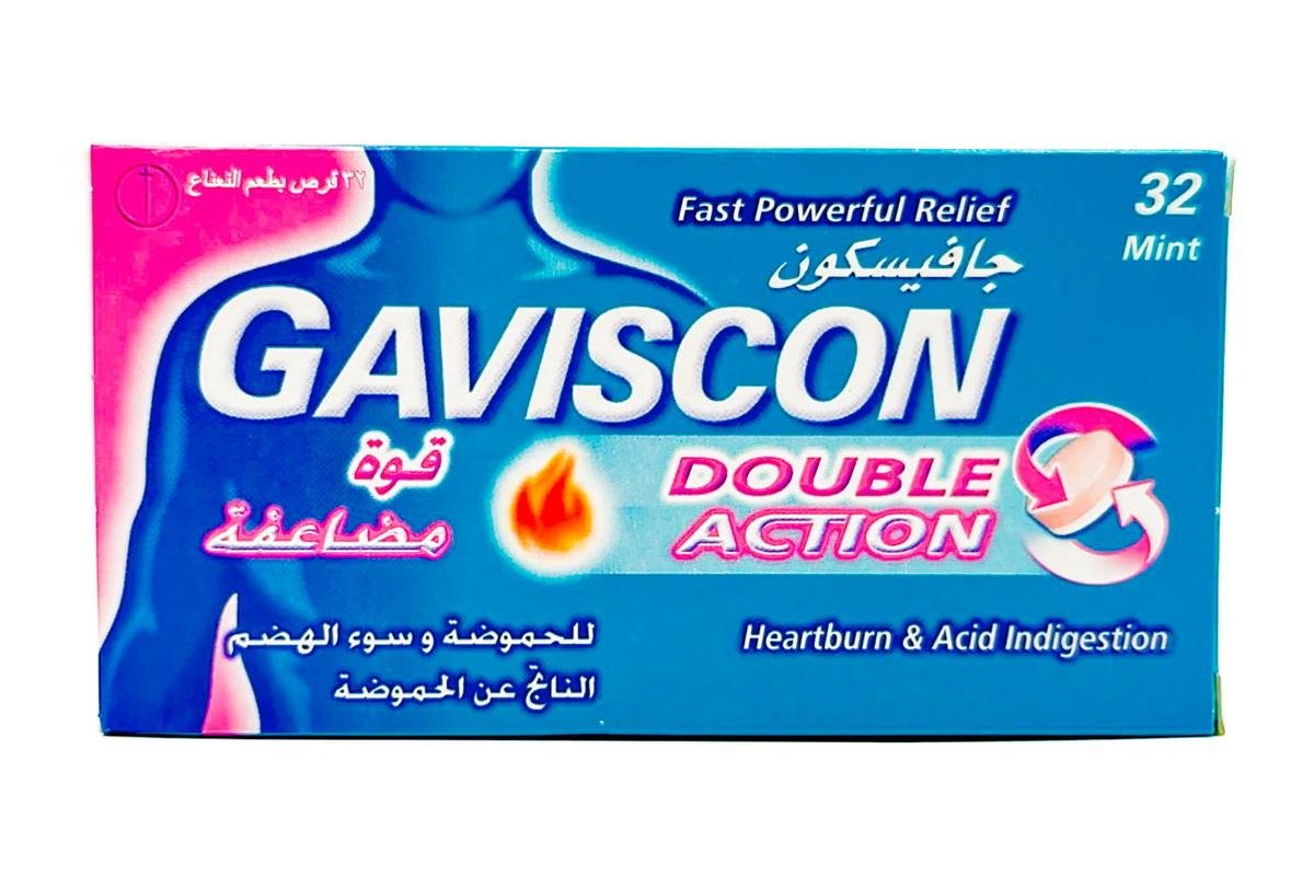 Gaviscon Double Action Mint Heartburn And Indigestion Tablets, 32 Tablets