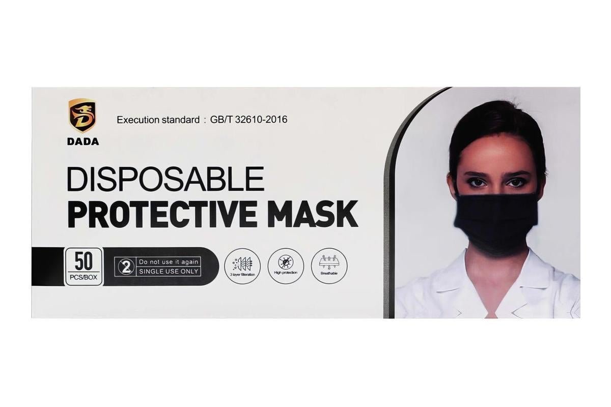 Disposable Face Mask Black 3ply, 50 Pieces
