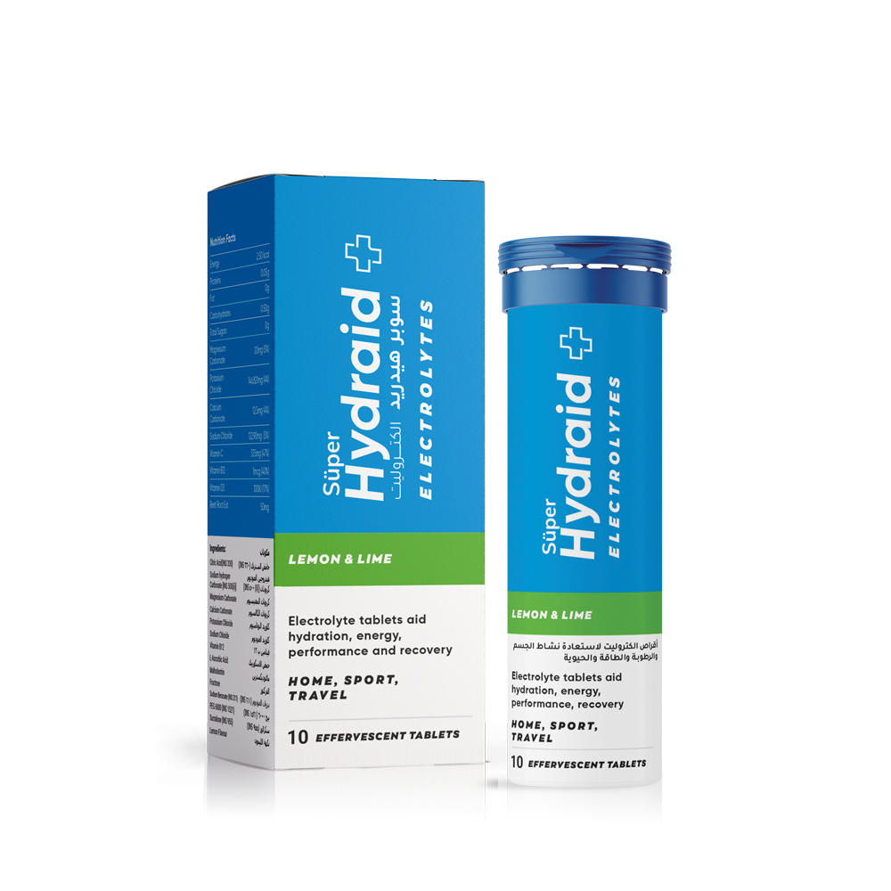 Super hydraid lemon lime effervescent tab 10 sachets