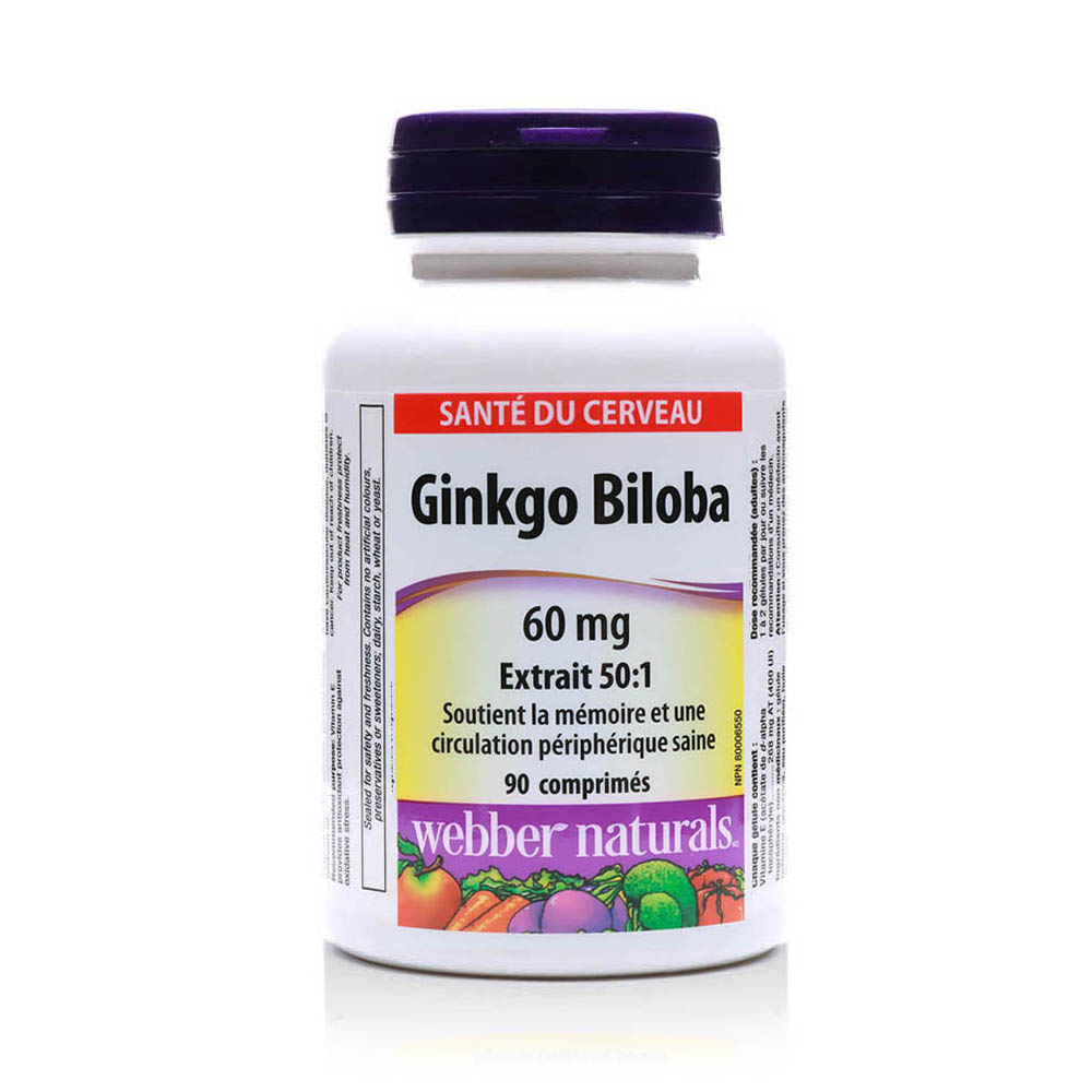 Webber Naturals Ginkgo Biloba Extract 24% 60mg Tablets