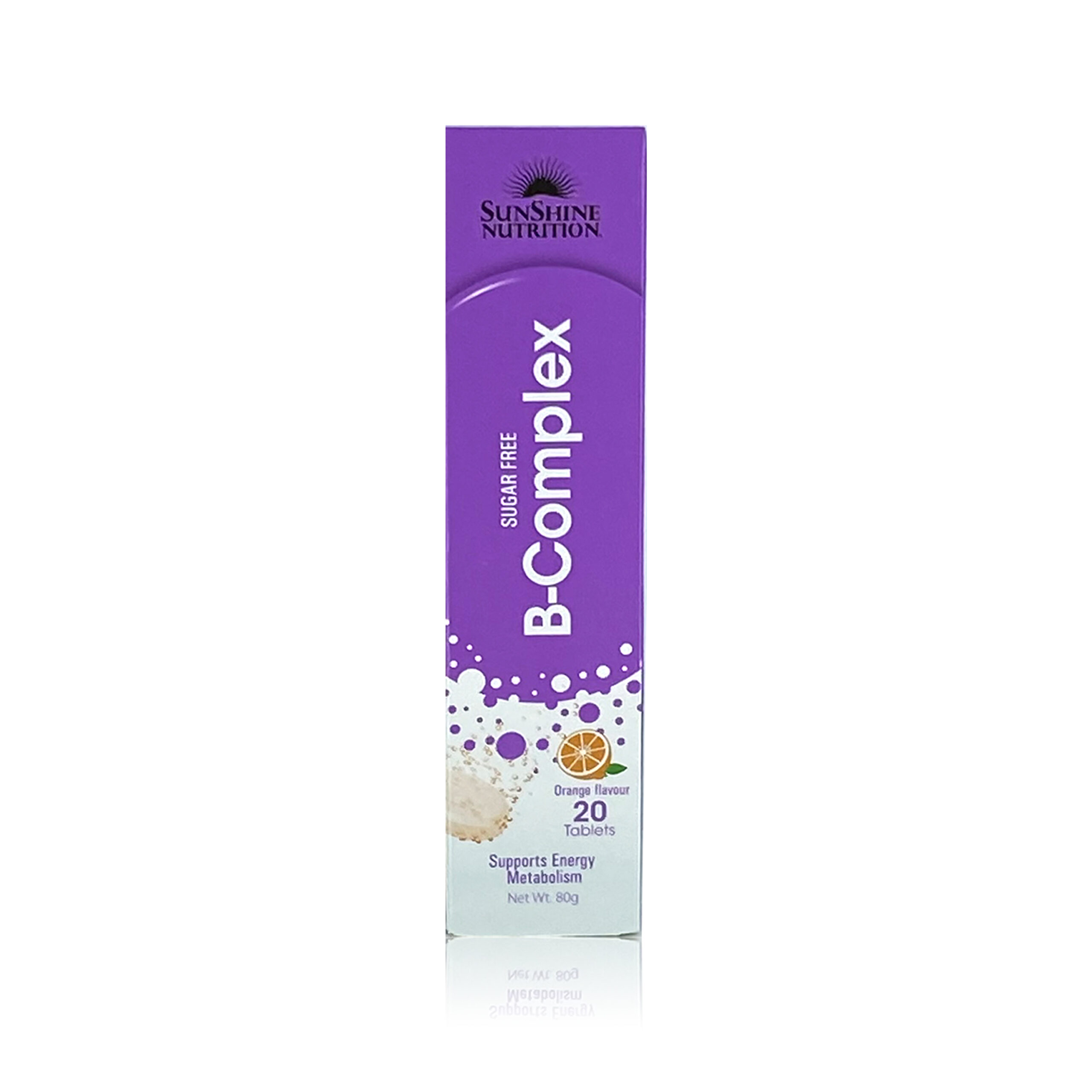 Sunshine Nutrition B-Complex Sugar Free Orange Effervescent Tablets